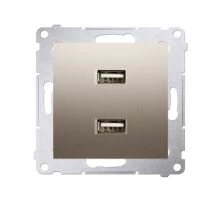 Simon 54 Ładowarka 2xUSB 2.1A 5V/DC złoty mat DC2USB.01/44
