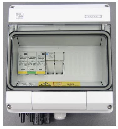 Zestaw przyłączeniowy PV - DC 1 łańcuch PV 1 SPD CITEL typu 2 1 podstawa bezpiecznikowa 2P DC KV PV DC2 B 600001/C
