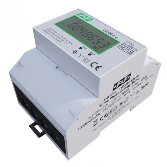 Licznik energii elektrycznej 3-fazowy 100A 230/400V z wyświetlaczem LCD MID LE-03D