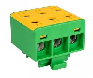 Blok rozdzielczy‑odgałęźny 3‑polowy AL/CU 3x35mm2 zielony montaż płaski i na szynę TH WLZ35/3x35/z 48.337