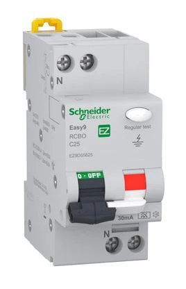 Wyłącznik różnicowo-nadprądowy C 25A 1P+N 30 mA typ A Easy9 Pro EZ9D55625