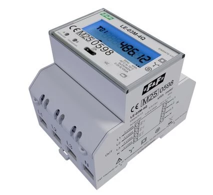 Licznik energii elektrycznej F&F LE-03M-4Q 3-fazowy, 2-kierunkowy, 4-kwadrantowy, 100A, MID, RS-485 Modbus RTU