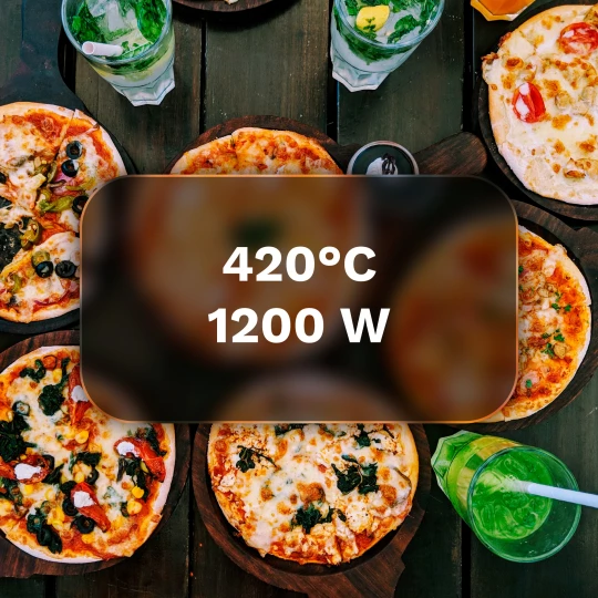 Piec do pizzy TEESA SUPREME FUN 1200W, 400 stopni, dwie grzałki, czarny TSA3241-B
