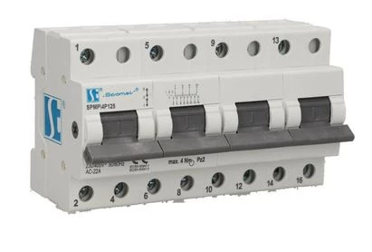 Przełącznik zasilania sieć–agregat I-0-II 4P 125A 230/400V na szynę DIN SPAMEL SPMP4P125