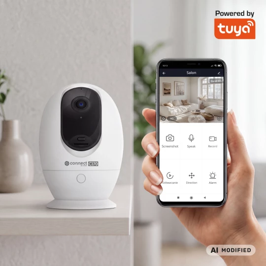 Kamera niania WiFi obrotowa PTZ Tuya Smart Life dwukierunkowe audio pomiar temperatury i wilgotności Kruger&Matz Connect C170 KM2220