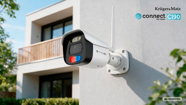 Kamera WiFi zewnętrzna 4Mpx 2K PTZ Tuya Smart Life Tracking ONVIF IP66 Kruger&Matz Connect C190 KM2222