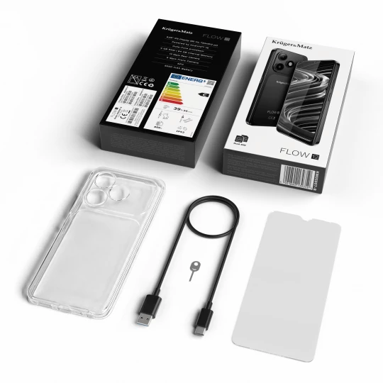 Smartfon Kruger&Matz FLOW 12 6,56″ 4/64GB Dual SIM NFC Android 16 5000mAh czarny KM05007-B