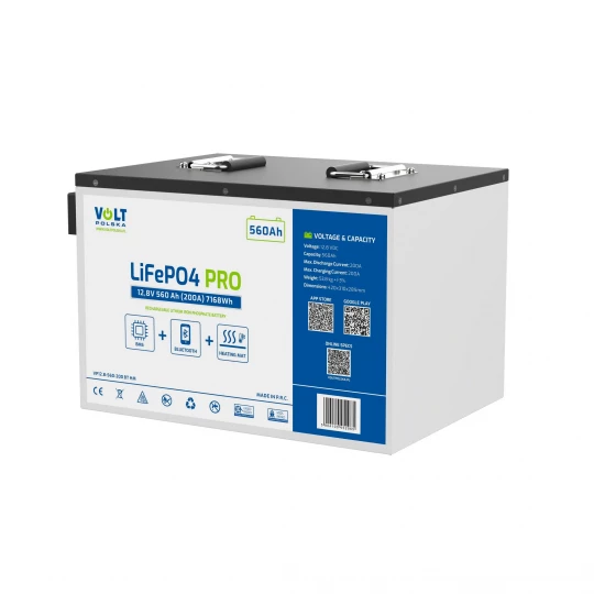 Akumulator LiFePO4 PRO 12,8V 560Ah 200A BMS Bluetooth z matą grzewczą
