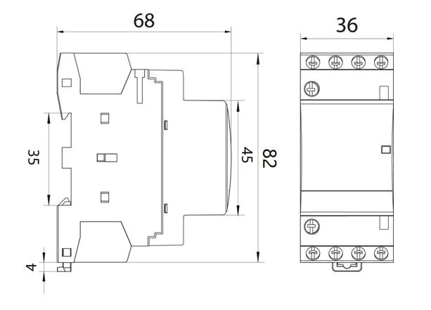 Stycznik modułowy SM25A/4NO/2P 25A styki 4xNO (normalnie otwarte) cewka 230V 2-modułowy 87.911