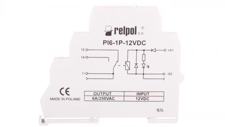 Przekaźnik interfejsowy 1P 12A 12V DC AgSnO2 PI6-1P-12VDC 858549