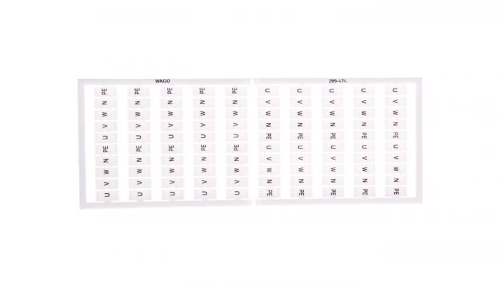 Ramka z oznacznikami 20x U V W N PE 209-474 /5szt./