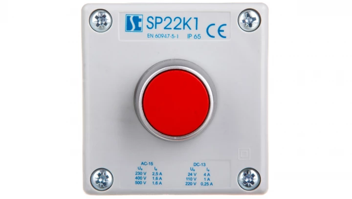 Kaseta sterownicza 1-otworowa czerwony 1R szara IP65 1x membrana M20 SP22K102-1