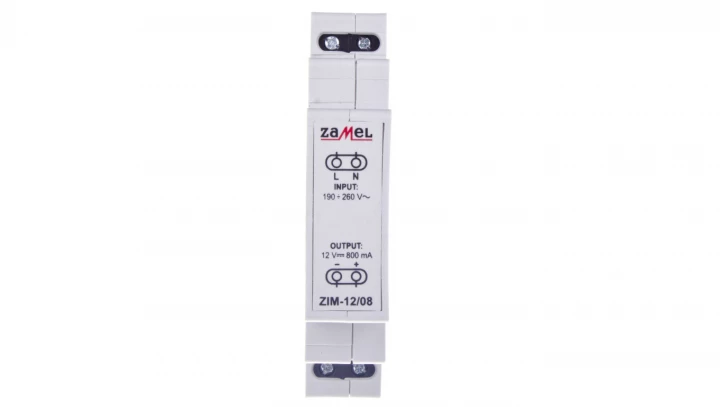 Zasilacz impulsowy 230VAC/12VDC 0,8A ZIM-12/08 EXT10000158