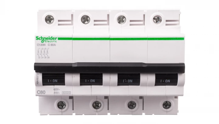 Wyłącznik nadprądowy 4P C 80A 6kA AC iC120N A9N18372