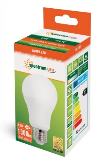 Żarówka LED STANDARD GLS E27 230V 13W 1300lm barwa ciepła (zamiennik ok.88W) WOJ13892/WOJ13044