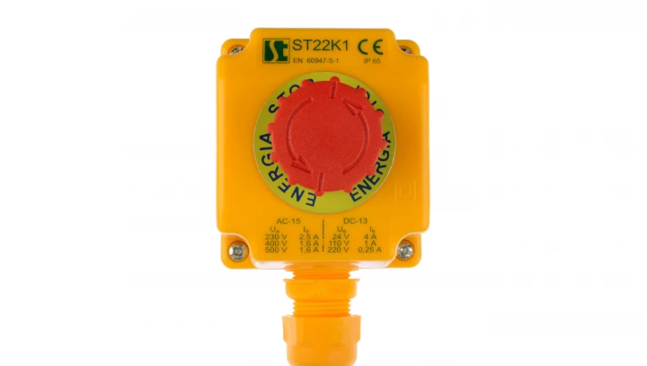 Kaseta z przyciskiem bezpieczeństwa przez obrót 1Z 1R IP65 ST22K108-1