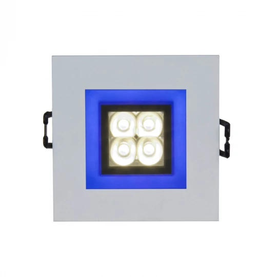 FIALE 4LED 4x1W 30st 230V SQUARE Z RAMKĄ NIEBIESKĄ CW OCZKA LEDOWE