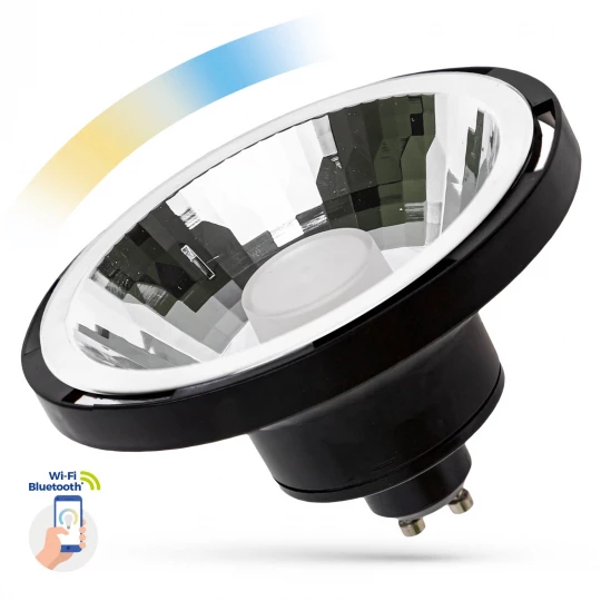 LED AR111 10W GU10 SMD 230V BLACK 30st CCT+DIMM Wi-Fi/BT Spectrum SMART