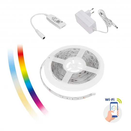 ZESTAW PASEK LED 17W/5m RGBW+CCT+DIMM (5m rolka) w silikonie+kontroler+zasilacz Wi-Fi Spectrum SMART
