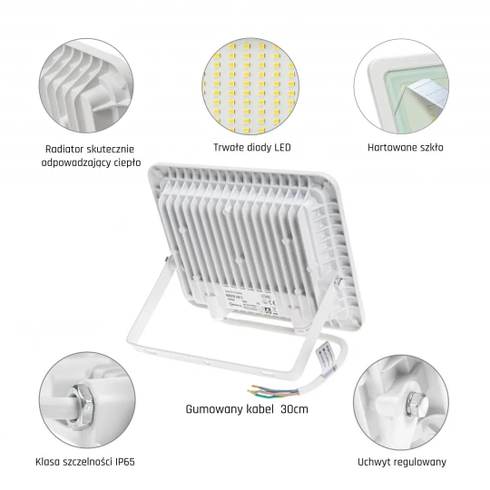 NOCTIS LUX 2 NAŚWIETLACZ 50W NW 230V IP65 160x205x31mm BIAŁY