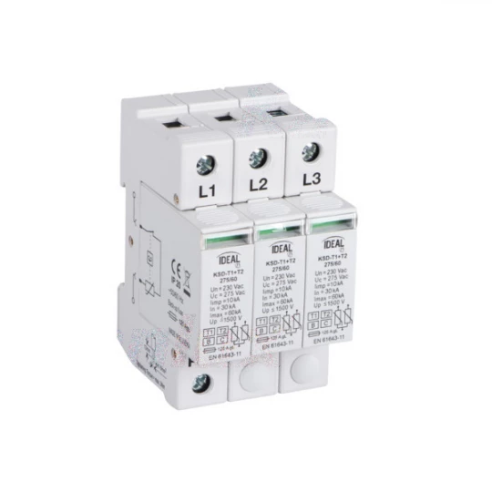 Ogranicznik przepięć B+C Typ 1+2 3P 30kA 1,5kV KSD-T1+T2 275/180 3P 23921
