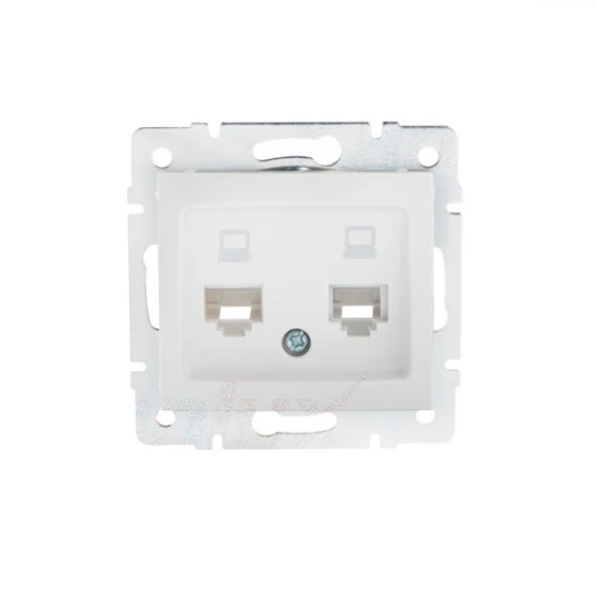 DOMO Gniazdo komputerowe podwójne niezależne 2xRJ45Cat 5e Jack białe 011410002 24755