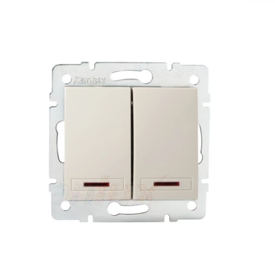 DOMO Łącznik dwugrupowy świecznikowy z LED szybkozłączka 10AX 250V kremowy 011120203 24784