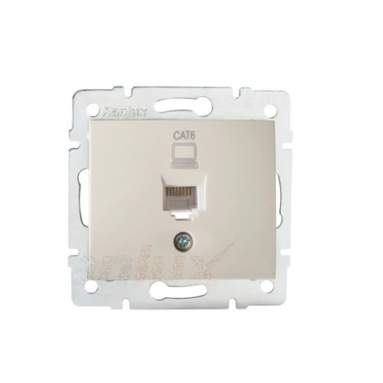 DOMO Gniazdo komputerowe pojedyncze RJ45Cat 6 Jack kremowe 011400003 24813