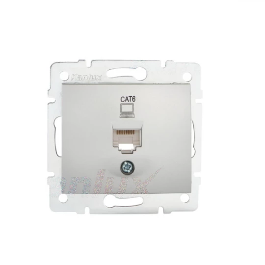 DOMO Gniazdo komputerowe pojedyncze RJ45Cat 6 Jack srebrne 011400043 24872
