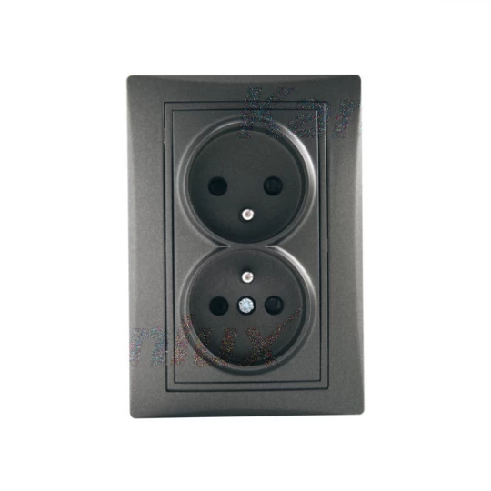 DOMO Gniazdo podwójne kompletne śrubowe 16A 250V grafit 011261141 24916