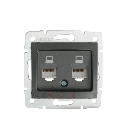 DOMO Gniazdo komputerowe podwójne niezależne 2x RJ45Cat 5e Jack grafit 011410041 24932