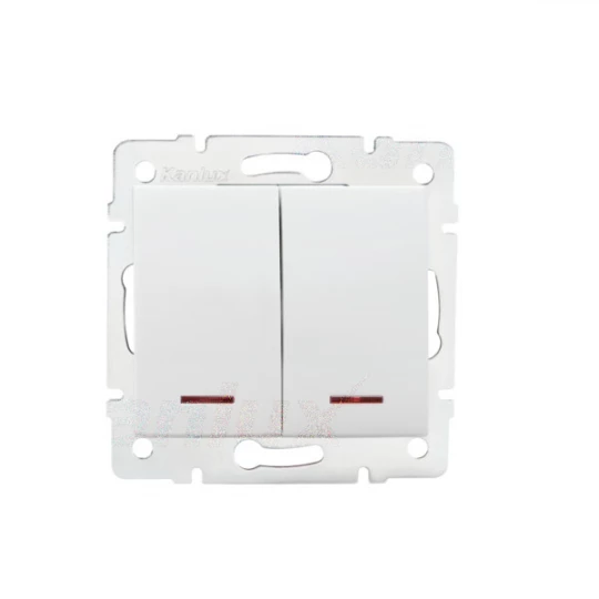 LOGI Łącznik zwierny podwójny LED śrubowy 10AX 250V biały 021023102 25070