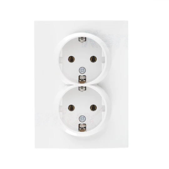 LOGI Gniazdo podwójne Schuko kompletne śrubowy Biały 16A 250V 021270102 25095