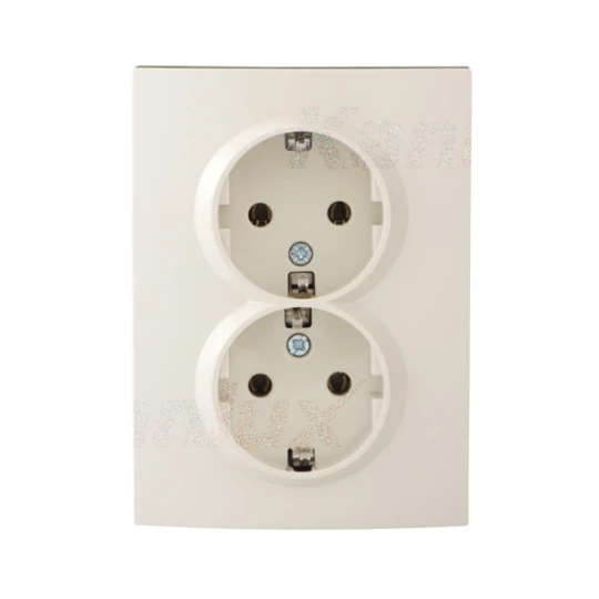 LOGI Gniazdo podwójne Schuko kompletne śrubowy Kremowy 16A 250V 021270103 25154