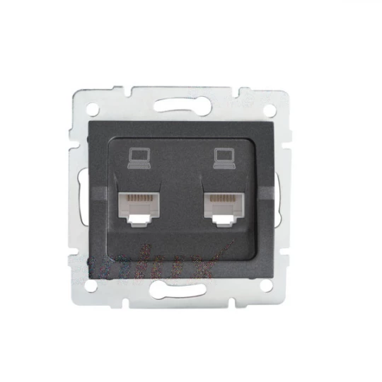 LOGI Gniazdo komputerowe podwójne niezależne (2x RJ45Cat 5e Jack) Grafit 021410041 25287