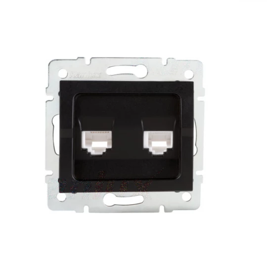 LOGI Gniazdo komputerowe podwójne niezależne (2x RJ45Cat 6 Jack) 021420042 czarny mat 33595