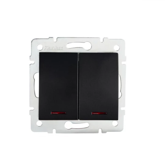 LOGI Łącznik dwugrupowy świecznikowy z LED 021120142 czarny mat 33623