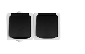 TEKNO Gniazdo hermetyczne podwójne ochrona styków śrubowe 16A 250V czarne IP54 25357