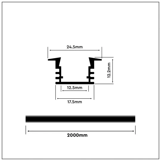 Profil wpuszczany aluminiowy Mleczny do taśm LED 2000x24,5x12,2mm 3357