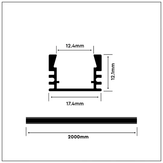 Profil nawierzchniowy aluminiowy Mleczny do taśm LED 2000x17,4x12,1mm 3358