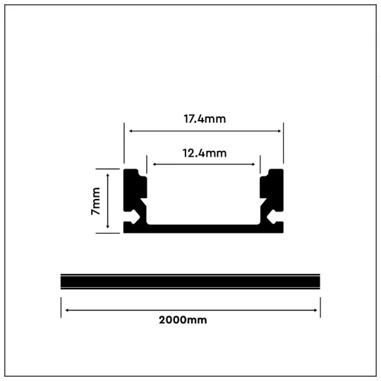 Profil nawierzchniowy aluminiowy Biały do taśm LED 12mm 2000x17,4x7mm 3365