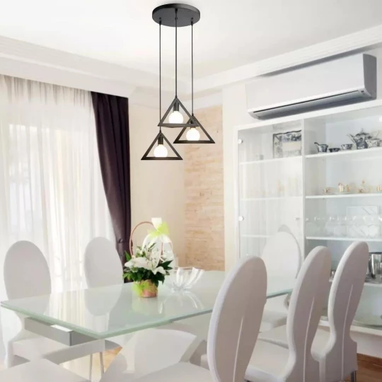 Lampa Wisząca VT-7144 E27 Geometryczna Trójkąty Czarna 3927