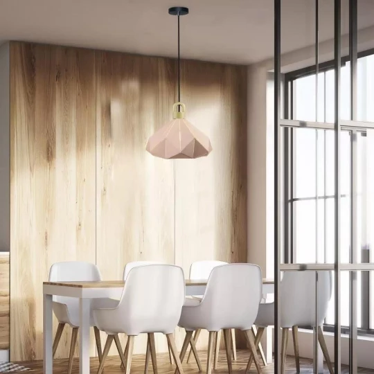 Lampa Wisząca VT-7323 Drewno Różowa Pryzmat 3951