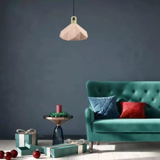 Lampa Wisząca VT-7323 Drewno Różowa Pryzmat 3951