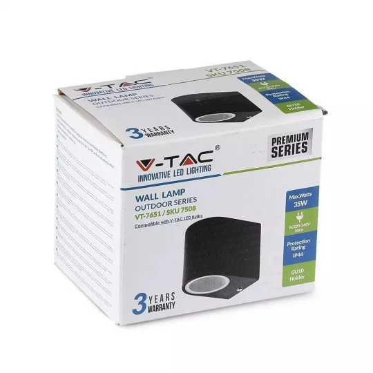 Kinkiet LED VT-7651 GU10 IP44 Okrągła Czarny 7508