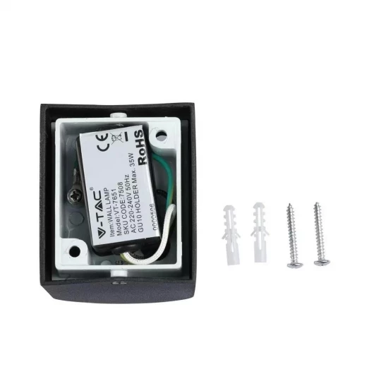 Kinkiet LED VT-7651 GU10 IP44 Okrągła Czarny 7508
