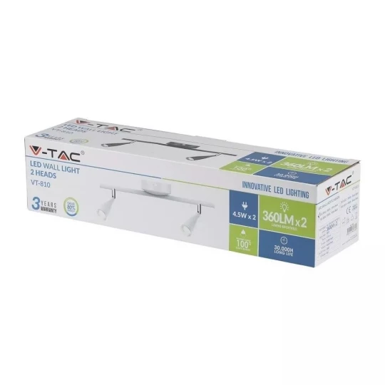 Lampa Ścienna VT-810 9W 3000K 680lm Biała 8266