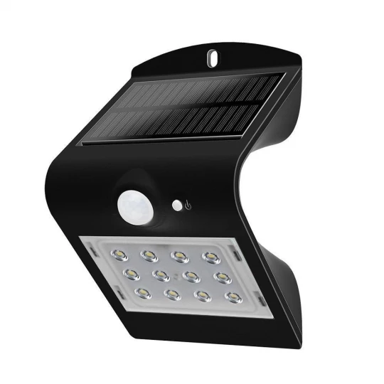 Lampa Solarna Ścienna LED z czujnikiem ruchu VT-767 1.5W 220lm Czarny IP65 8277