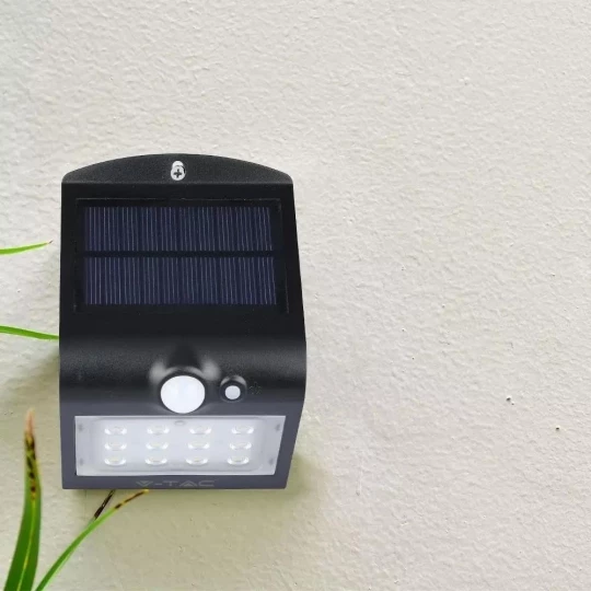 Lampa Solarna Ścienna LED z czujnikiem ruchu VT-767 1.5W 220lm Czarny IP65 8277