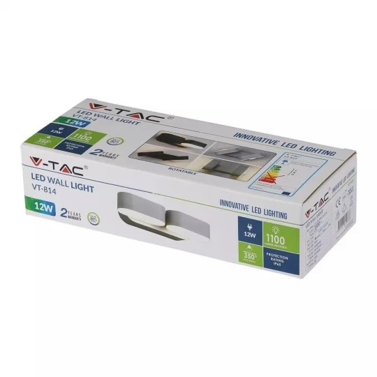 Kinkiet Ścienny LED VT-814 12W 3000K 1100lm Biały Ruchomy 8292